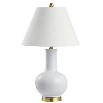 Han 27" Ceramic/Iron Contemporary USB Charging LED Table Lamp - JONATHAN Y